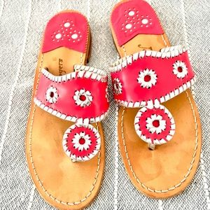 Jack Rogers Classic Jacks in Magenta Pink and Silver Whipstitch Size 8